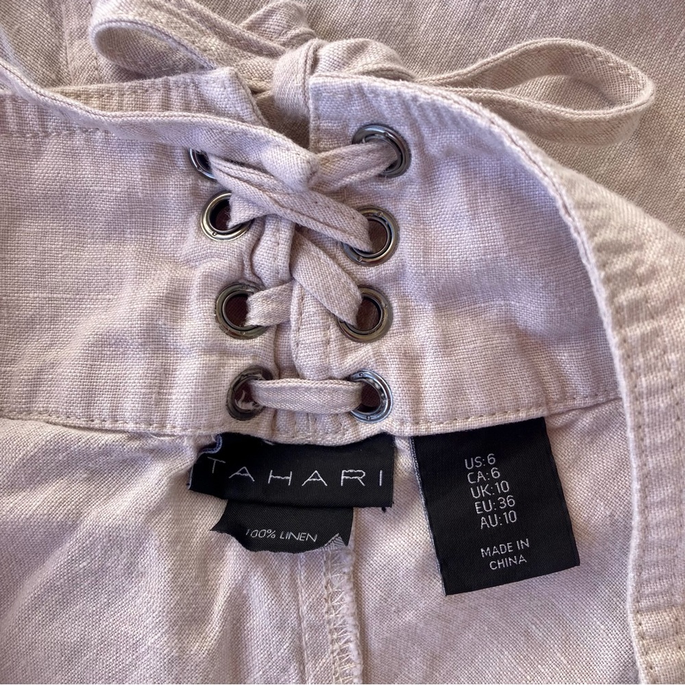 Tahari 100% Linen Lace-Up Maxi Skirt | Size 6 | Neutral Beige - Picture 7 of 16